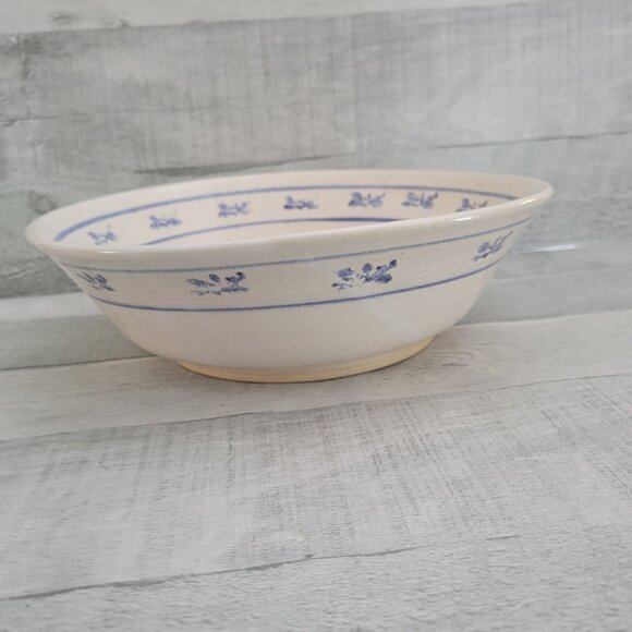 Vintage pottery Bowl With Blue Floral Rim Design - Picture 1 of 4